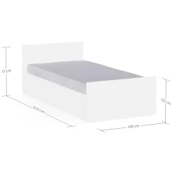 Truhenbett Clyde - 90x200cm - mit Lattenrost - weiß