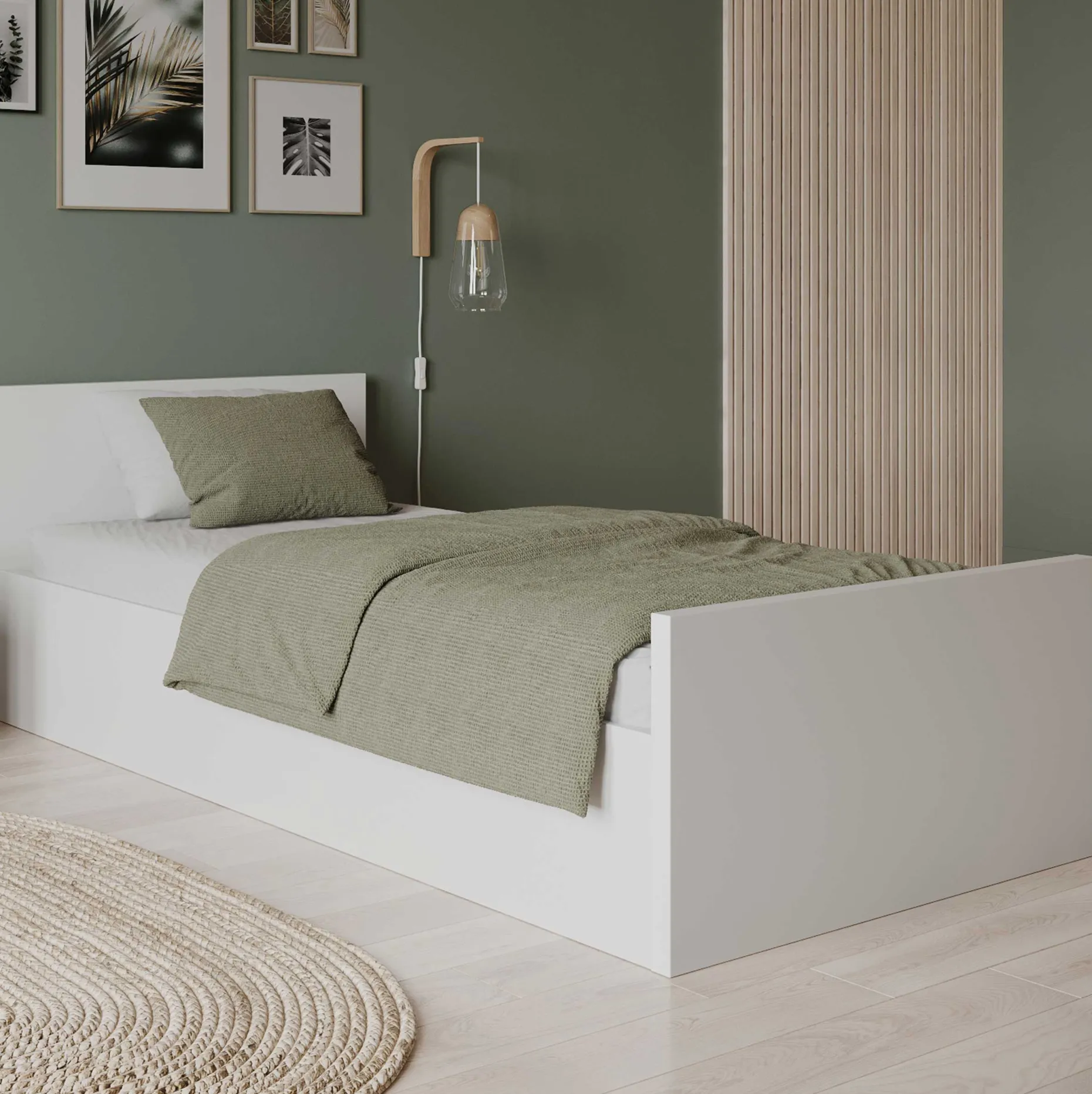 Truhenbett Clyde - 90x200cm - mit Lattenrost - weiß