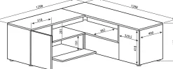 TV-Möbel Cleo 130cm - weiß/Eiche