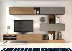 TV-Möbel Judith 270cm 4 Türen - grau/ Eiche Dekor