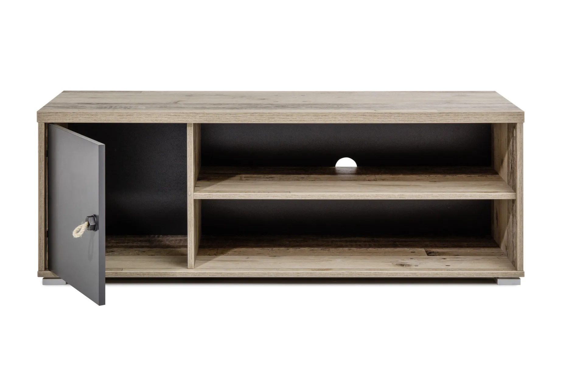 Tv-Möbel Moleskin 120cm mit 1 Tür - anthrazit/alter Stil