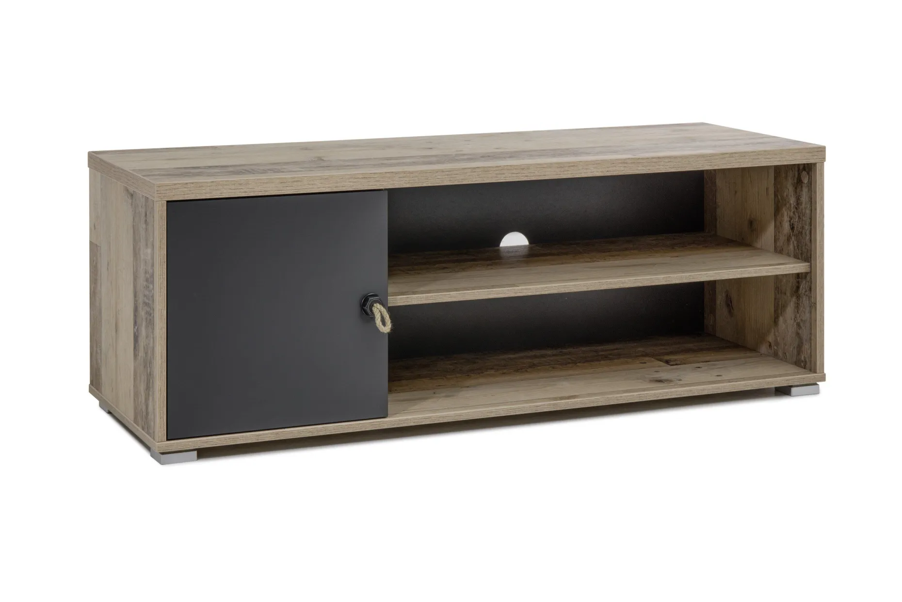 Tv-Möbel Moleskin 120cm mit 1 Tür - anthrazit/alter Stil