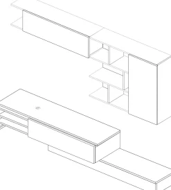 TV-Möbel Pim 272cm 3 Türen - grau/ Eiche Dekor
