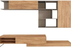 TV-Möbel Pim 272cm 3 Türen - grau/ Eiche Dekor