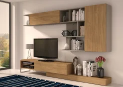 TV-Möbel Pim 272cm 3 Türen - grau/ Eiche Dekor
