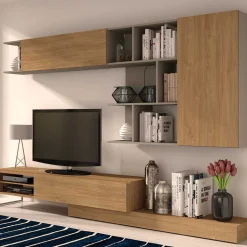 TV-Möbel Pim 272cm 3 Türen - grau/ Eiche Dekor