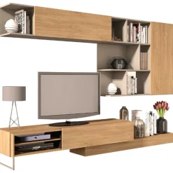 TV-Möbel Pim 272cm 3 Türen - grau/ Eiche Dekor