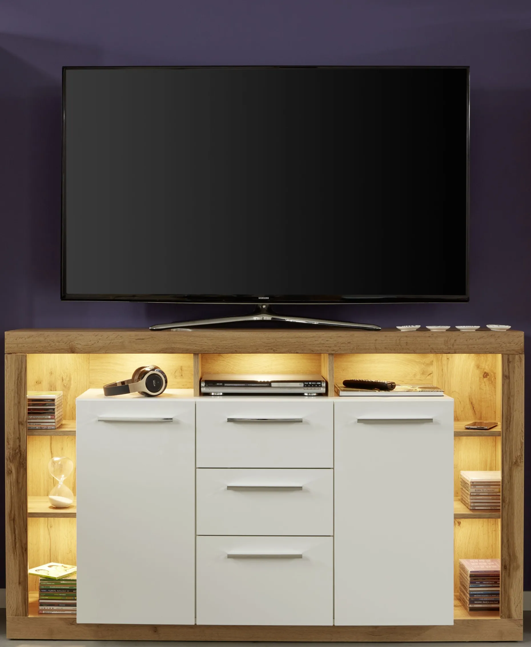 TV-Möbel-Set Rock | 150 x 40 x 90 cm | Wotan Oak White Design