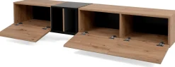 TV-Möbel Ted 195cm 3 Türen - Eiche/schwarz