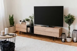 TV-Möbel Ted 195cm 3 Türen - Eiche/schwarz