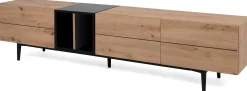 TV-Möbel Ted 195cm 3 Türen - Eiche/schwarz