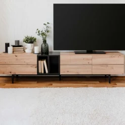 TV-Möbel Ted 195cm 3 Türen - Eiche/schwarz