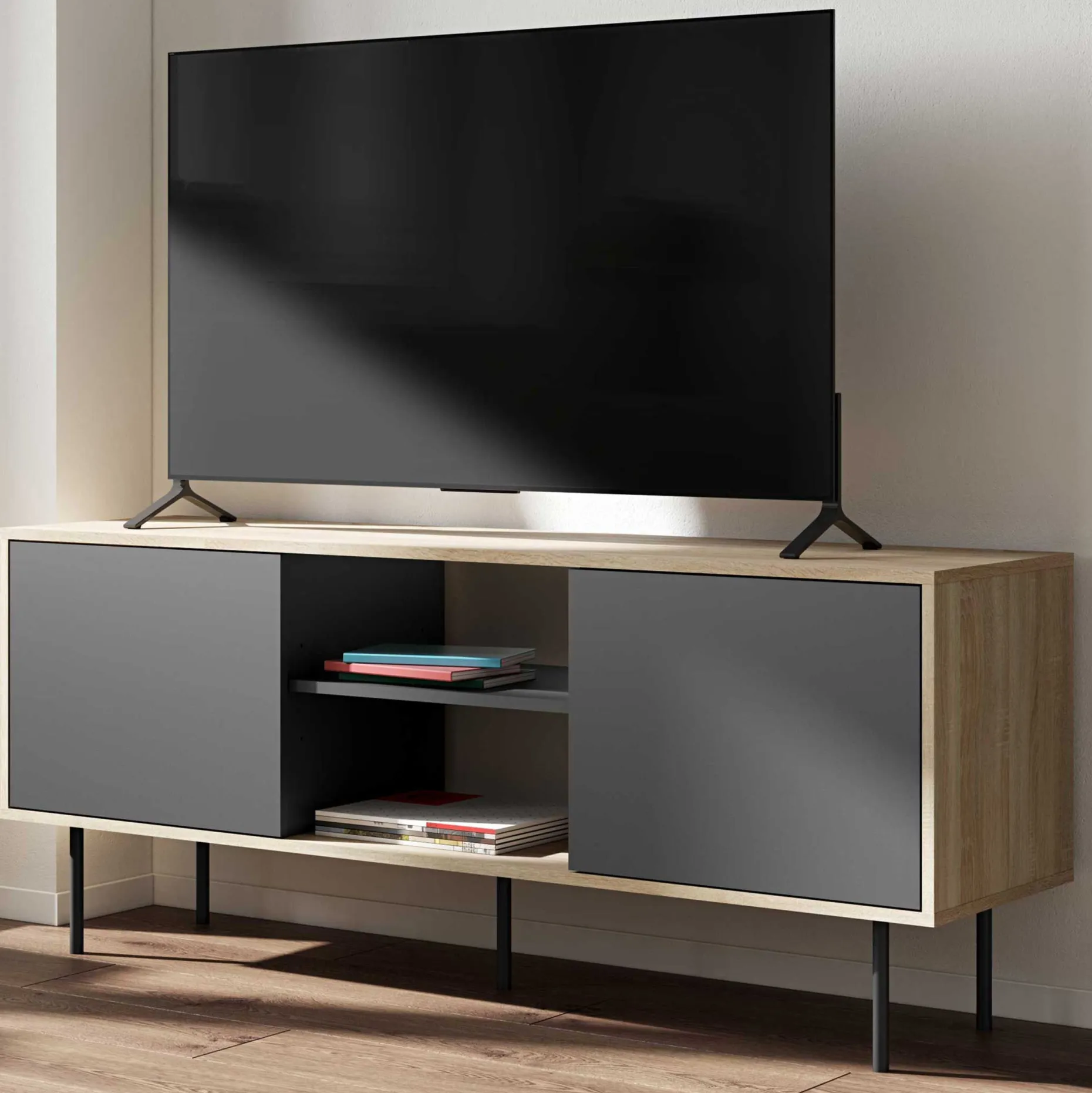 TV-Möbel Vibe 150cm - Eiche/schwarz