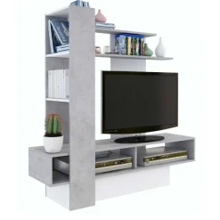 Tv-Möbel Zerko 140cm - Beton/Weiß
