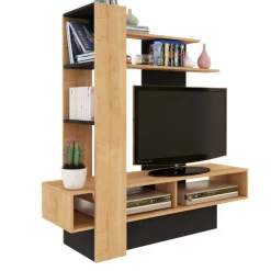 TV-Möbel Zerko 140cm - Eiche hell/schwarz