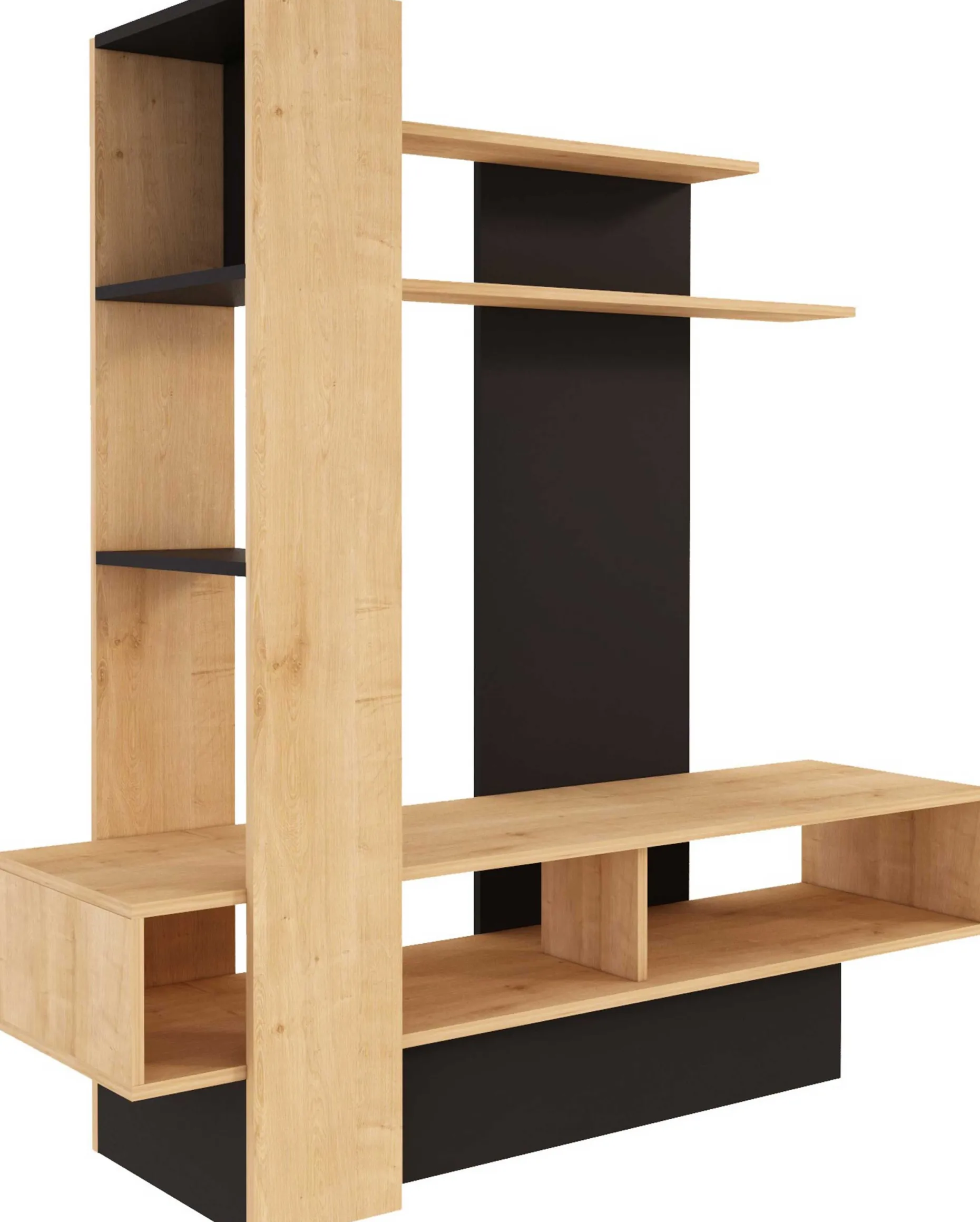 TV-Möbel Zerko 140cm - Eiche hell/schwarz