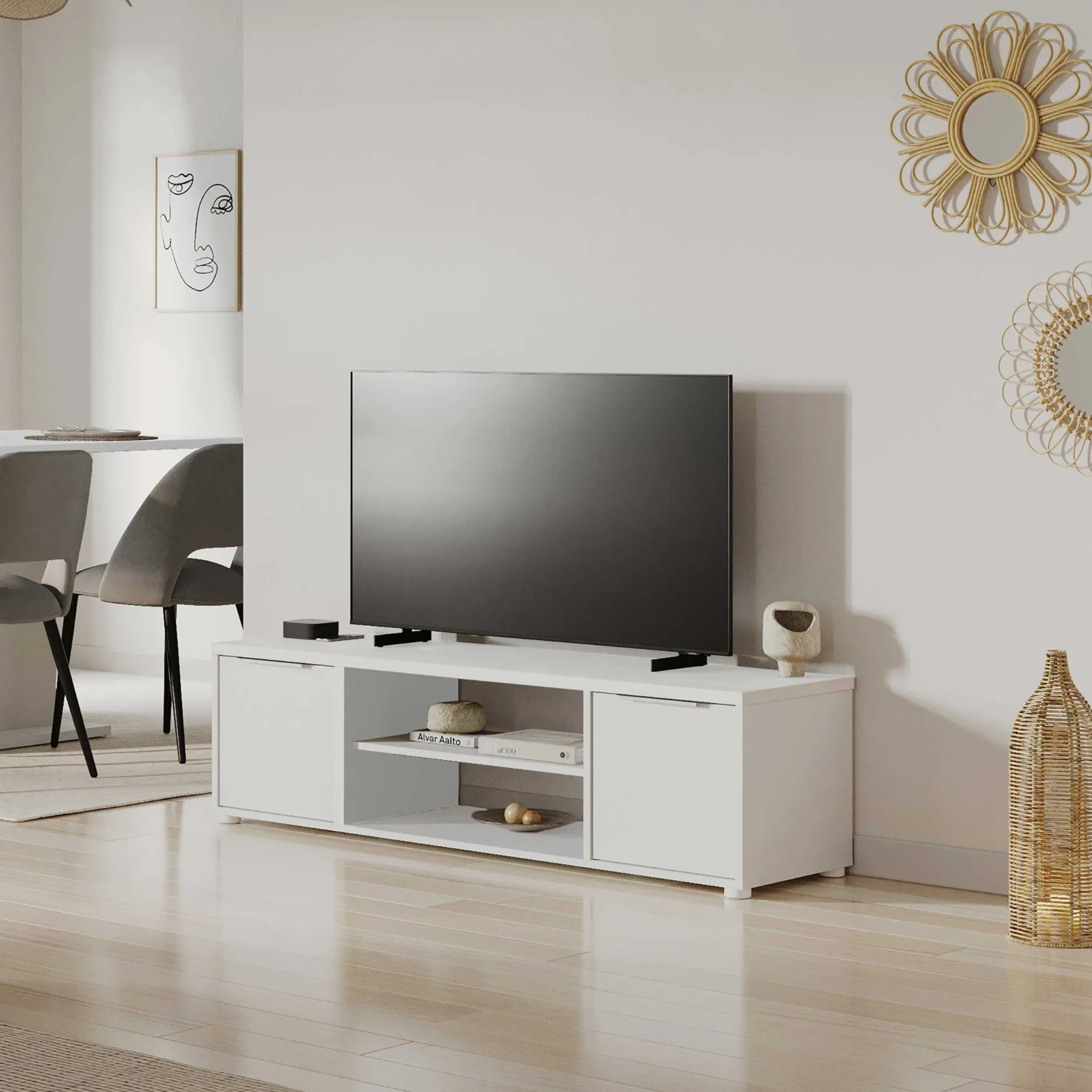 TV-Schrank Access - 151x40x39cm - 2 Türen - weiß