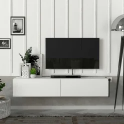 TV-Schrank Aristo - 135x32x25cm - 2 Türen - weiß