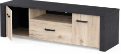 TV-Schrank Aubrey - 148x42x44cm - 2 Türen und 1 Schublade - Eiche Dekor/schwarz