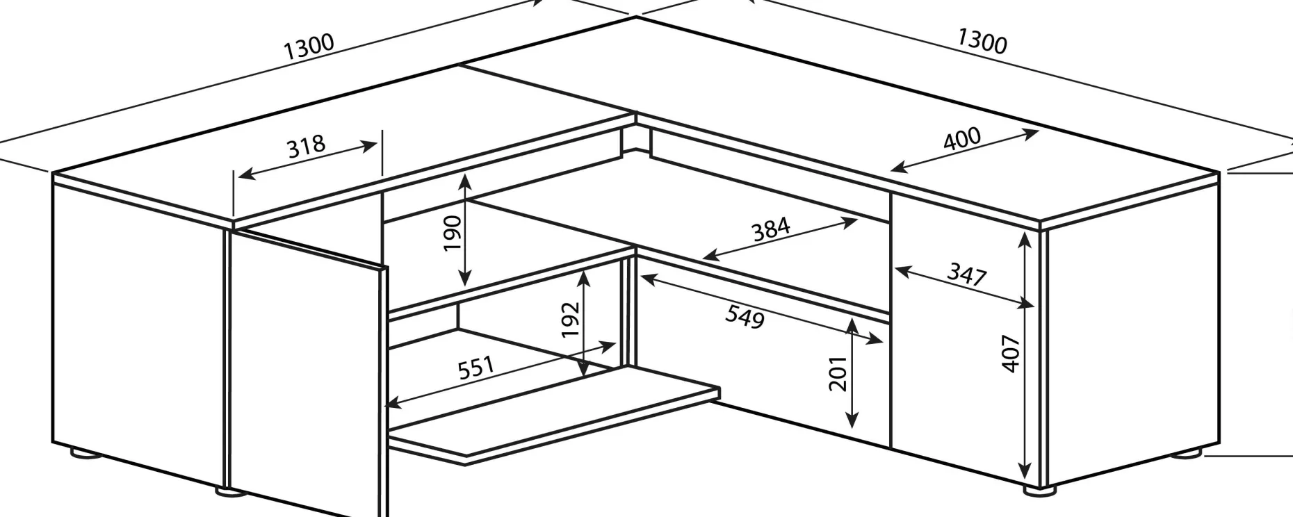 TV-Schrank Cleo 130cm - schwarz/quecksilber