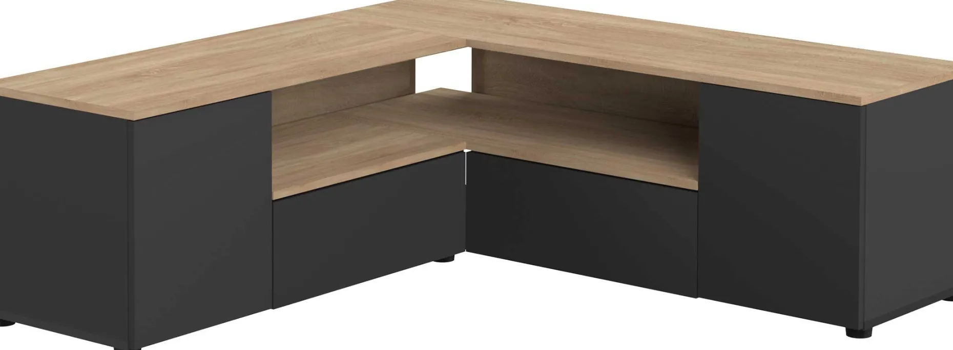 TV-Schrank Cleo 130cm - schwarz/quecksilber