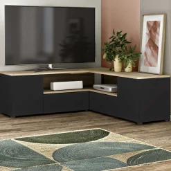 TV-Schrank Cleo 130cm - schwarz/quecksilber