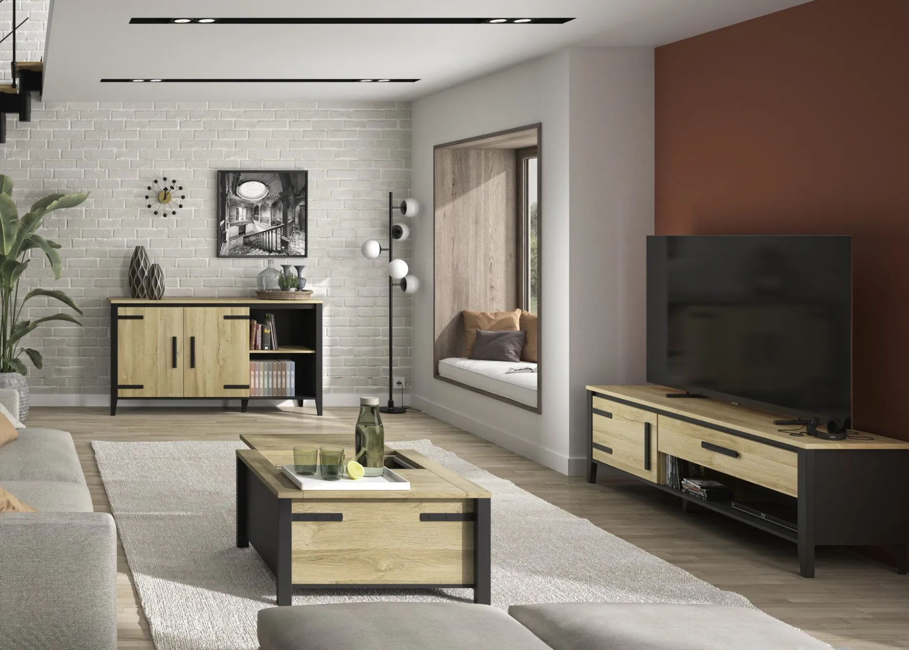 TV-Schrank Cork | 171 x 45 x 55 cm | Gold Oak Design