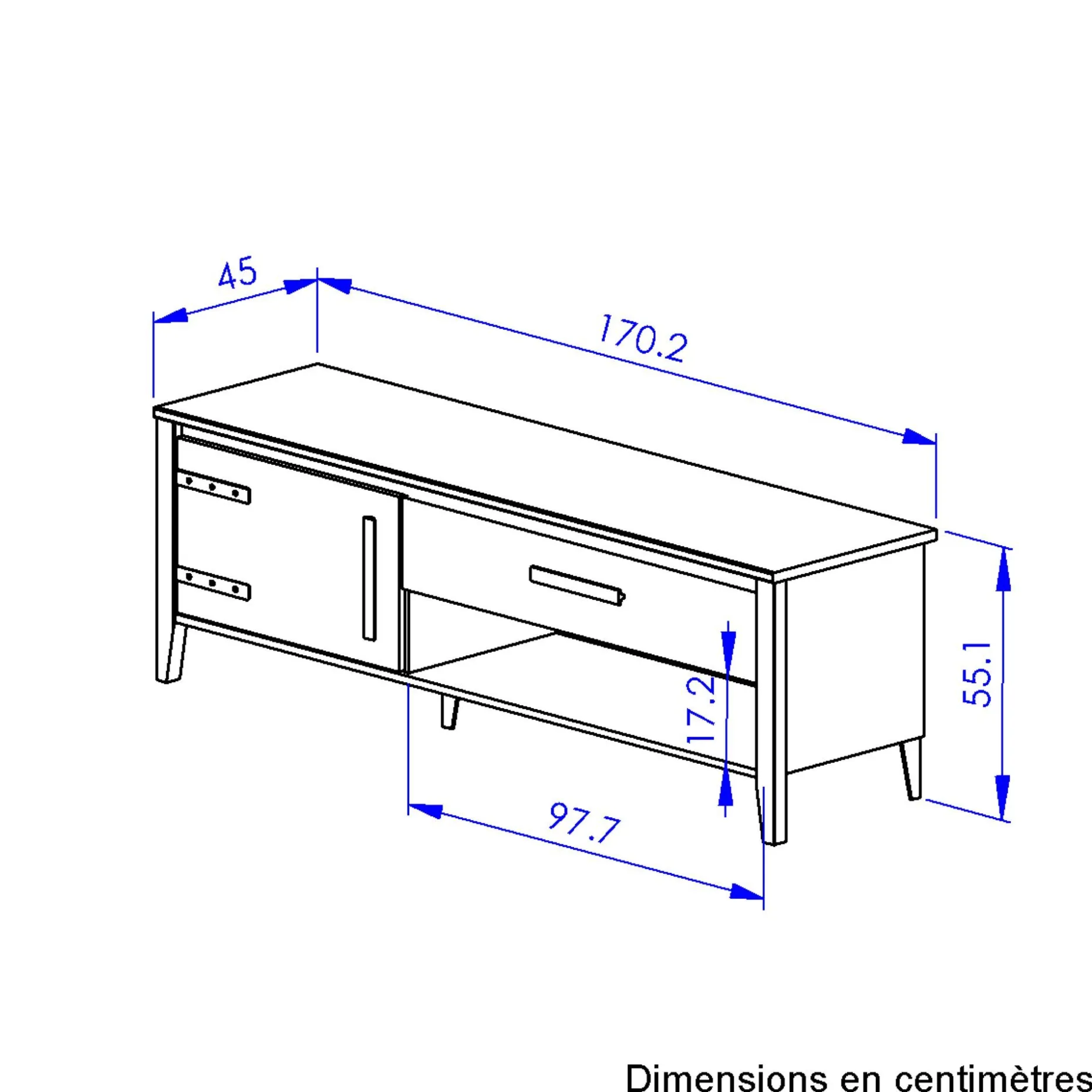 TV-Schrank Cork | 171 x 45 x 55 cm | Gold Oak Design