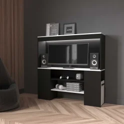 TV-Schrank Dreampad - 120x27x116cm - mit LED-Beleuchtung - schwarz/weiß