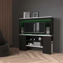 TV-Schrank Dreampad - 120x27x116cm - mit LED-Beleuchtung - schwarz/weiß