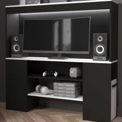 TV-Schrank Dreampad - 120x27x116cm - mit LED-Beleuchtung - schwarz/weiß