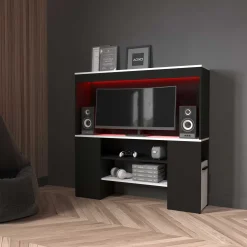 TV-Schrank Dreampad - 120x27x116cm - mit LED-Beleuchtung - schwarz/weiß