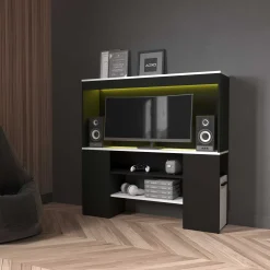 TV-Schrank Dreampad - 120x27x116cm - mit LED-Beleuchtung - schwarz/weiß