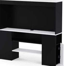 TV-Schrank Dreampad - 120x27x116cm - mit LED-Beleuchtung - schwarz/weiß