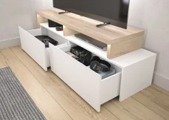 TV-Schrank Ecke Mikao - Eiche Dekor/Weiß