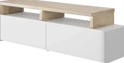 TV-Schrank Ecke Mikao - Eiche Dekor/Weiß