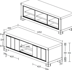 TV-Schrank Elke 145cm mit 2 Türen - Eiche