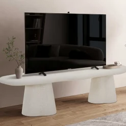 TV-Schrank Faro - 160x44x40cm - Zementfarbe - weiß