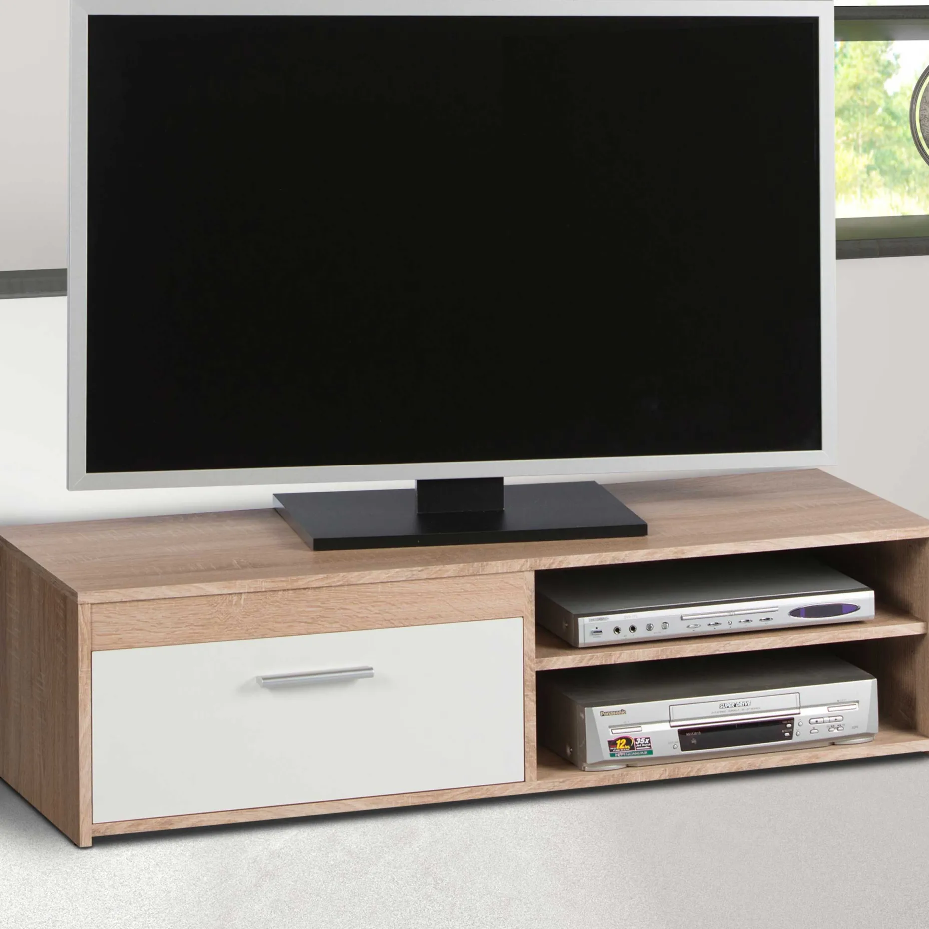 TV-Schrank Gamba 120cm mit 1 Tür - Eiche/Weiß