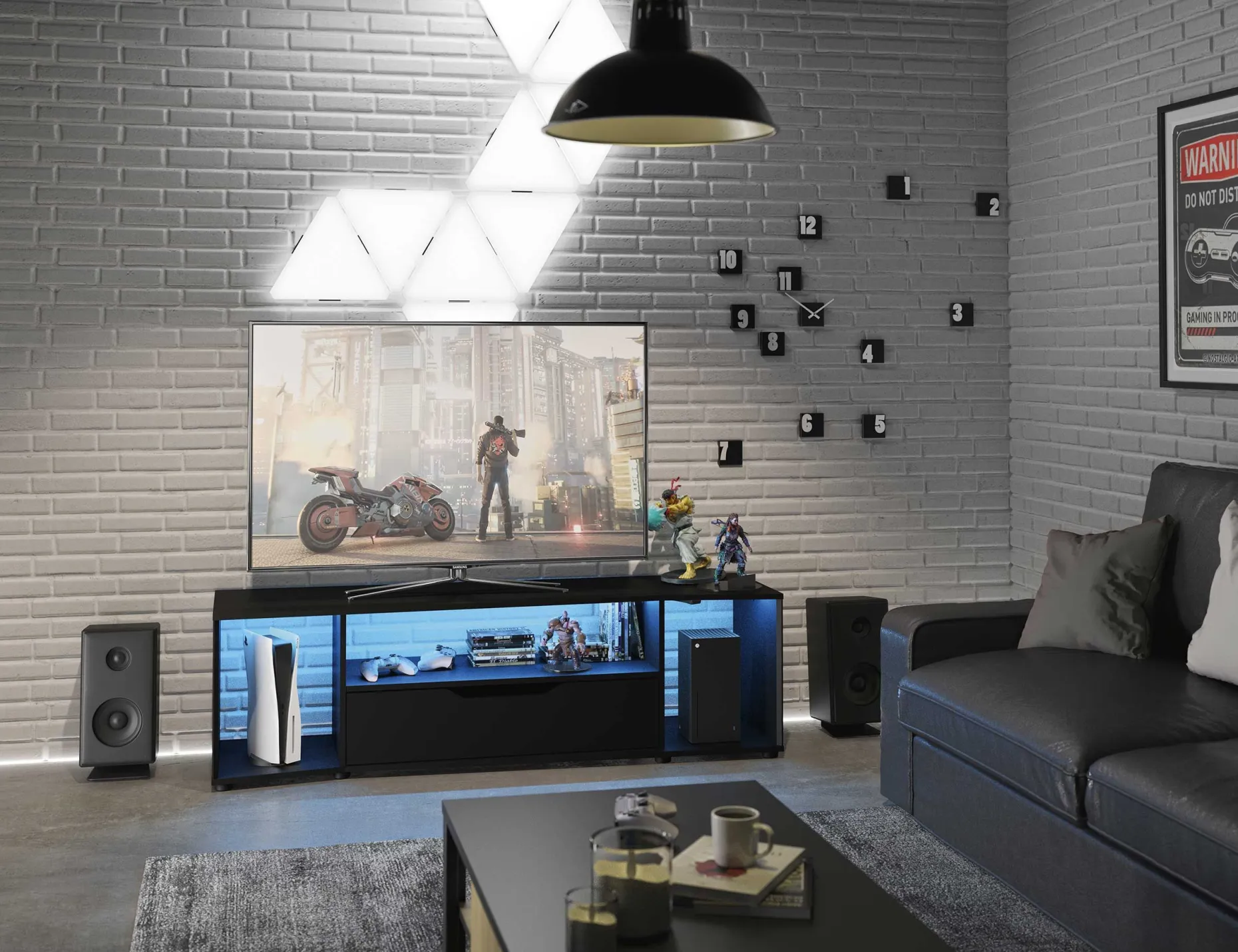 TV-Schrank Hack | 163 x 45 x 48 cm | Schwarz