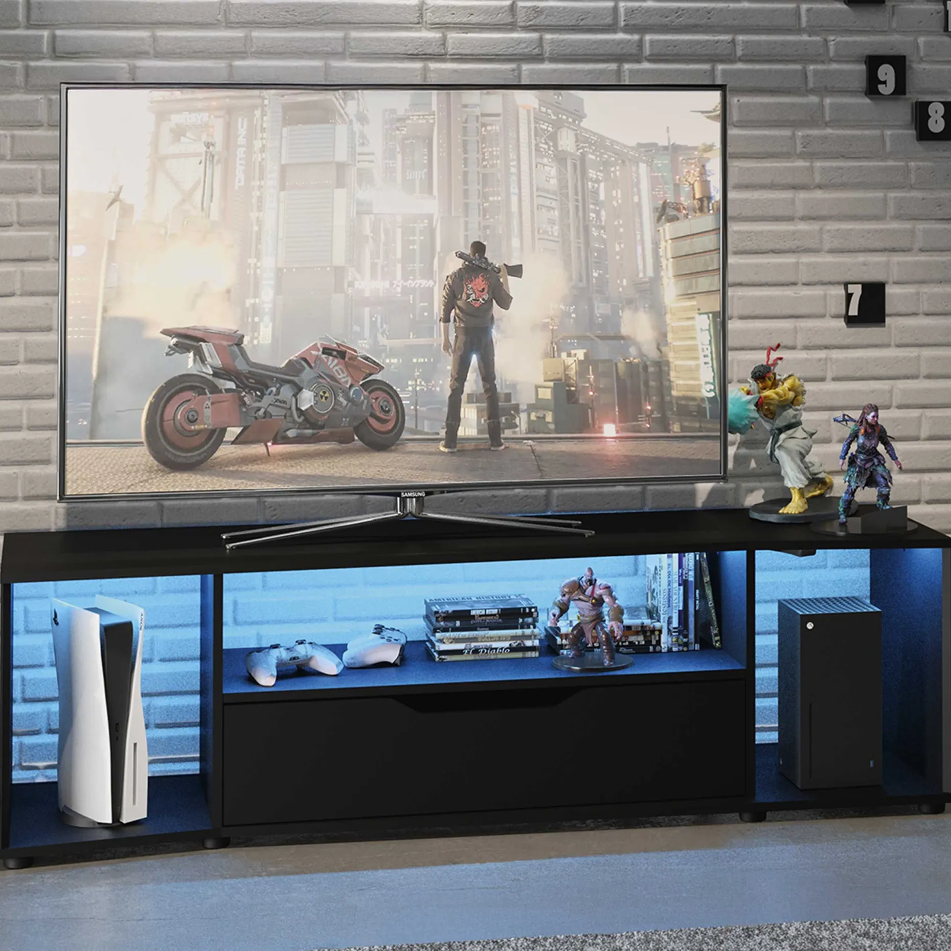 TV-Schrank Hack | 163 x 45 x 48 cm | Schwarz