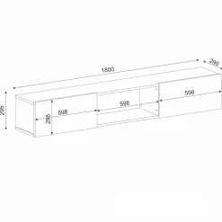 TV-Schrank Hilary - 180x31x29cm - 2 Türen - Eiche Dekor