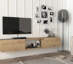 TV-Schrank Hilary - 180x31x29cm - 2 Türen - Eiche Dekor