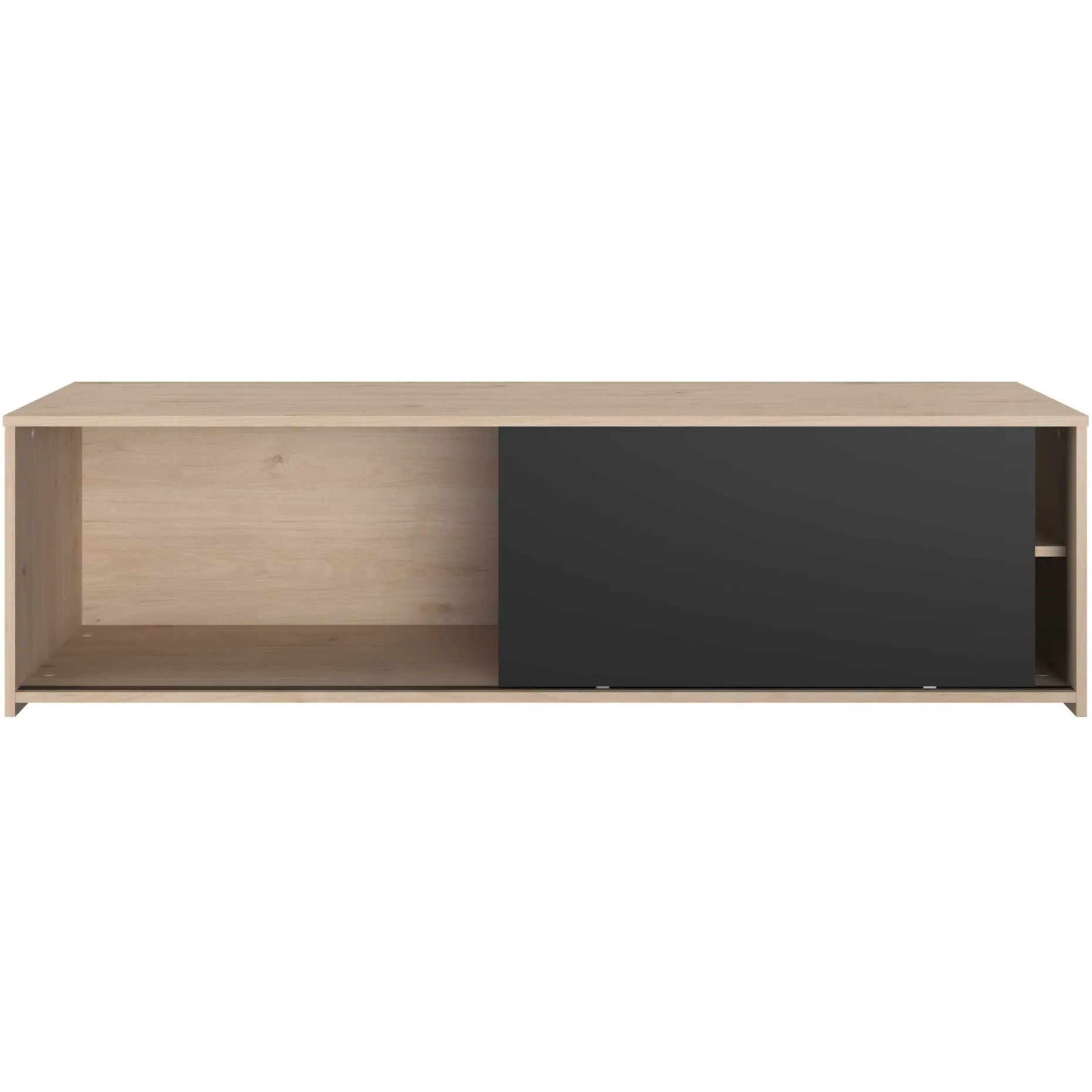 TV-Schrank Leandro - 155x40x43cm - mit Schiebetür - Eiche Dekor/schwarz