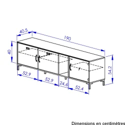 TV-Schrank Manchester | 190 x 41 x 55 cm | Helvezia Oak Design