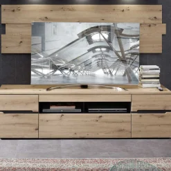 TV-Schrank Medina 2 Schubladen und 2 Türen - Eiche/anthrazit