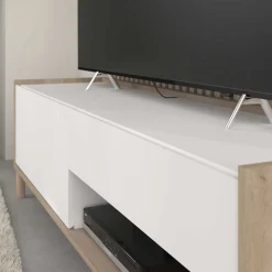 TV-Schrank Morpheus - 150x40x47cm - 2 Türen und 1 Schublade - Eiche Dekor/Weiß