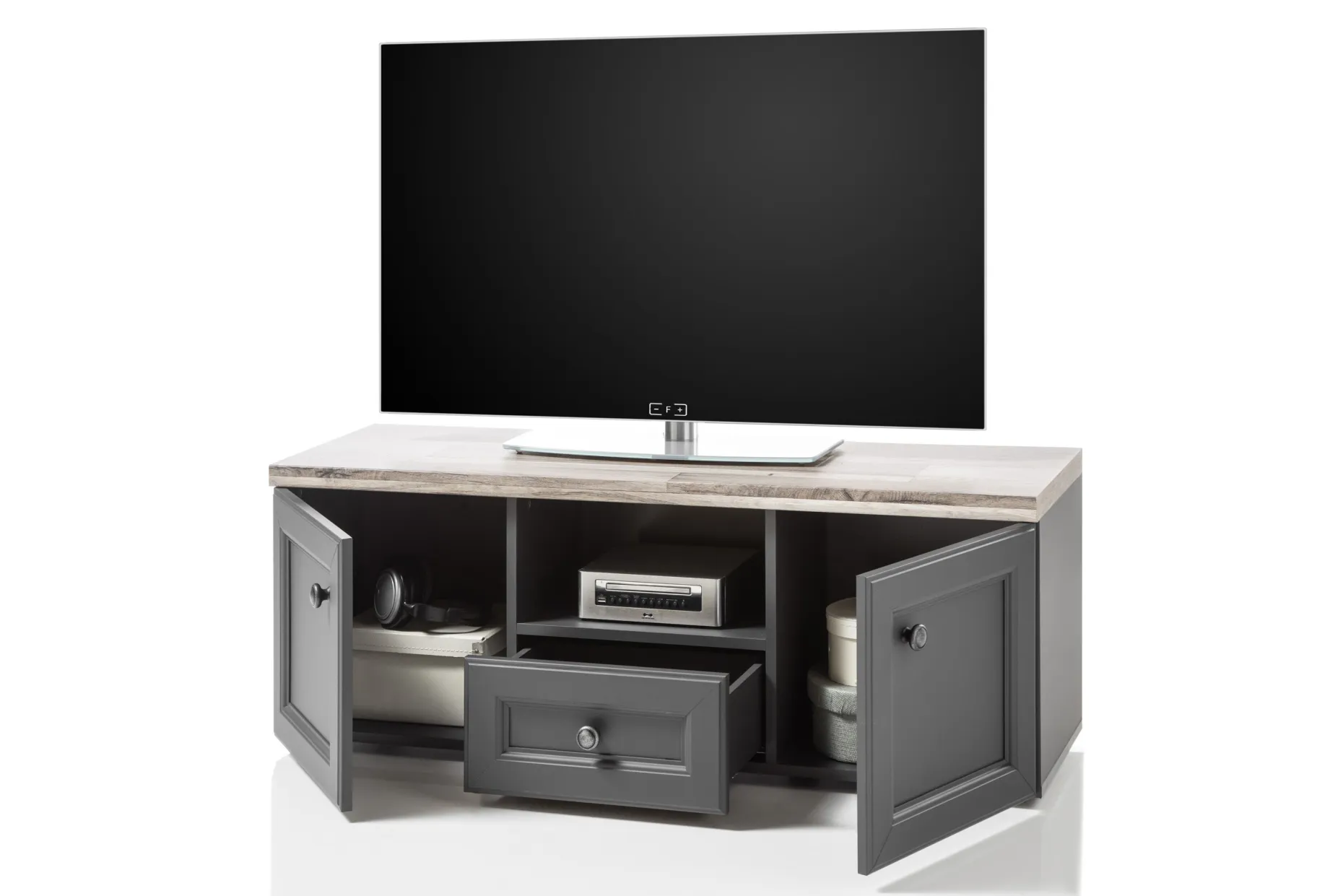 TV-Schrank Norah 122cm - grau/braun
