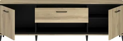 TV-Schrank Oskar - 180x40x57cm - 2 Türen und 1 Schublade - Eiche Dekor/schwarz