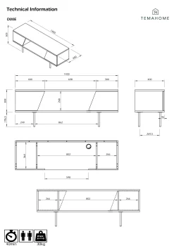 TV-Schrank Pixie 140cm - noyer/noir